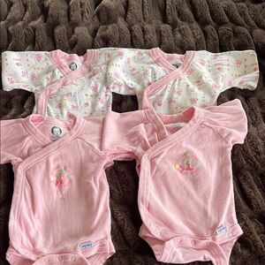 Pink Baby Onesies Set of 4 long sleeve onesie